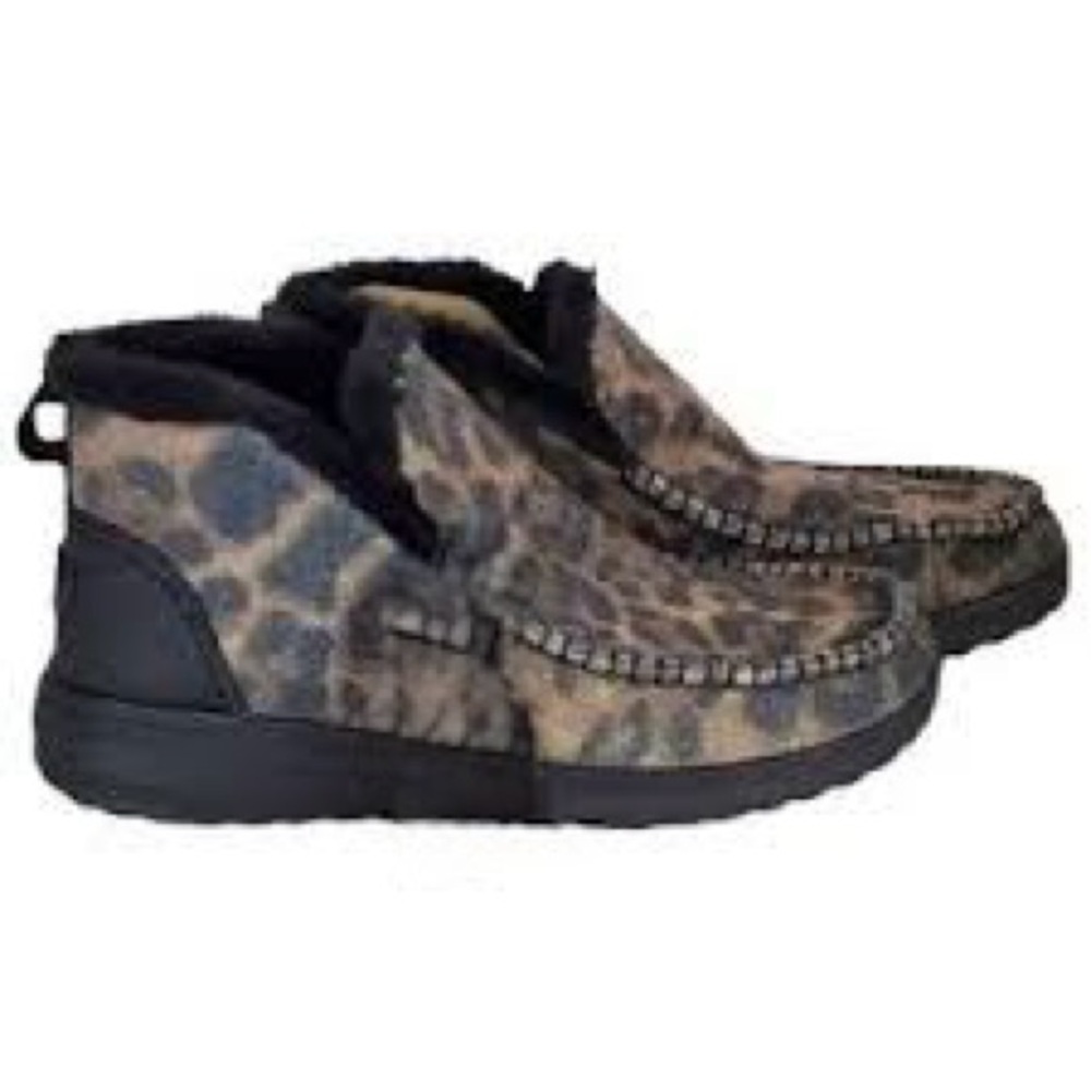 Hey Dude Women's Leopard Print Fur-Lined Denny Boot,Sz 8